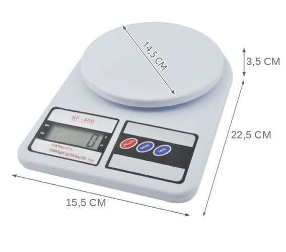 Electronic Kitchen Scale 10 kg 1 g LCD Tare White with Batteries