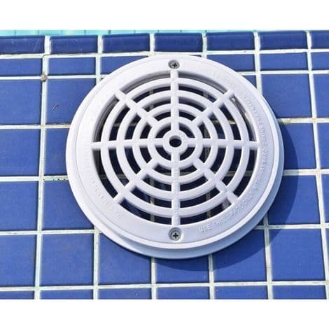 Rund bunddrænrist til swimmingpool - Diameter 18 x 20,3 cm - Hvid