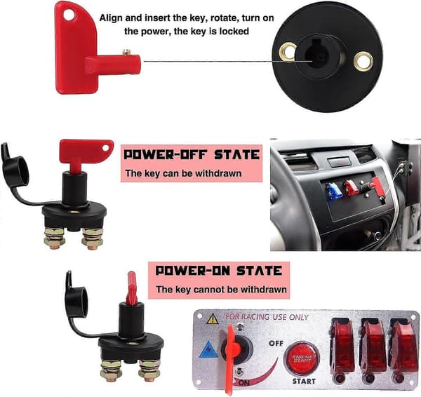 12V/24V Bilbatteri Isolator Kontakt, Strømafbryder, 2-pak