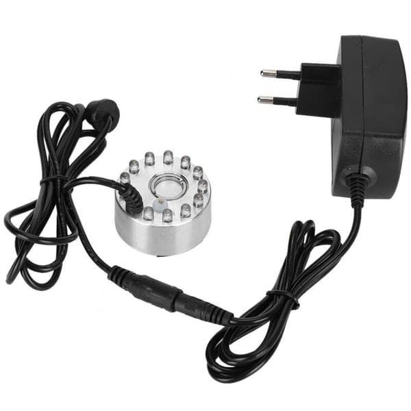 Tåkesprøyte, Mini Vannfontene Ornament, Tåkemaker, Atomizer med 12 Lys, Landskapsdekorasjon (EU-plugg)