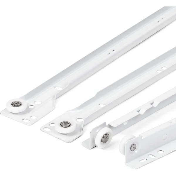 Lådglidskenor 350mm - Set med 4 Glidande Lådskenor, Vita, Delvis Utdragbar System - Enkel Montering Glidande Lådsats