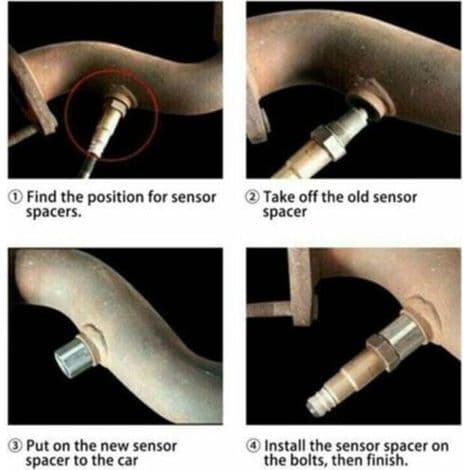 Sett med 2 O2-sensorer, oksygensensor for bil Cel Fix Check Engine Light Eliminator Adapter Oksygen M18X1.5