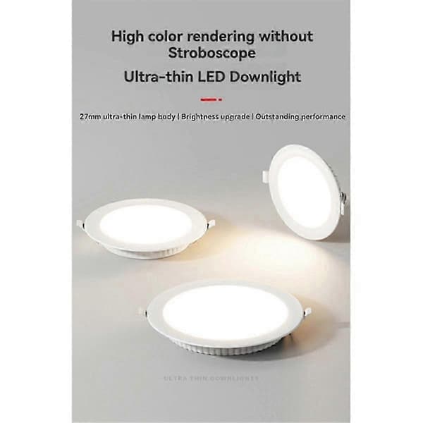 6 stk. 12W LED Downlight Innfelt Rund Takspot White Light