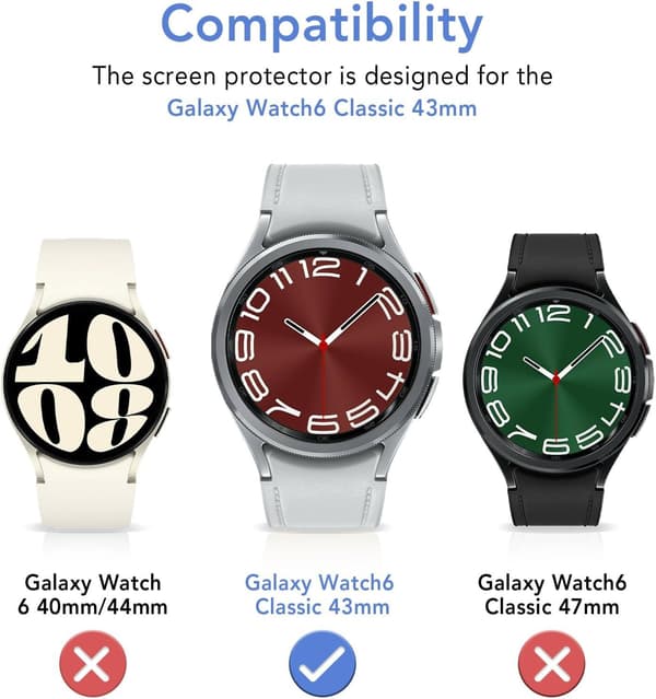 2x Tempered Glass Screen Protector for Samsung Galaxy Watch 43mm