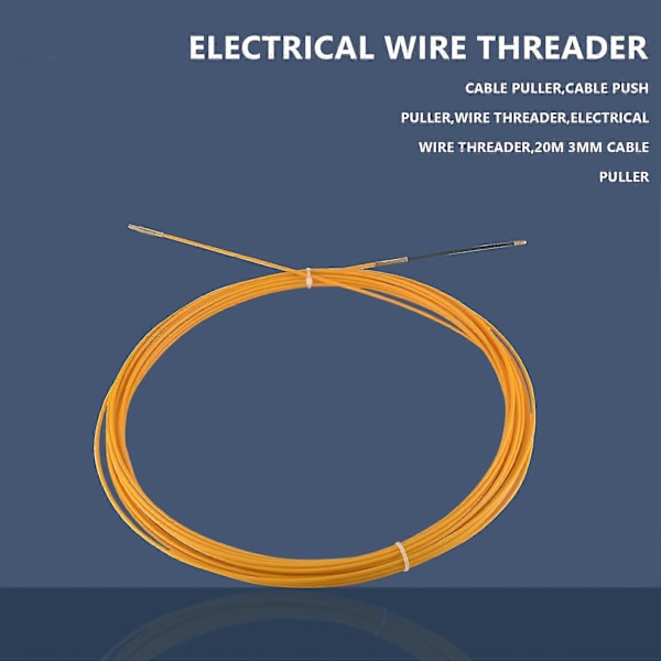 20M 3mm Guide Device Glasfiber Elektrisk Kabel Dragare Tryckare Kanal Orm Rodder Fisktejp Tråd