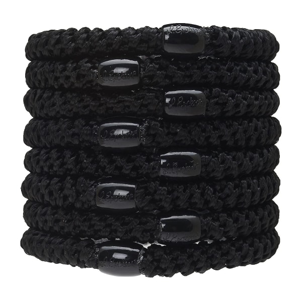 L. Erickson Grab & Go Ponytail Holders, Svart, Set Om Åtta - Exceptionellt Säkra Med Mjukt Grepp