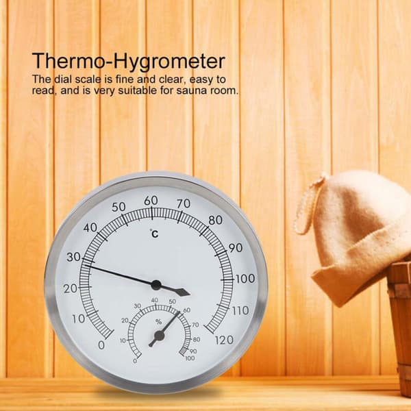 2-i-1 Rustfrit Stål Hammam Sauna Rum Termometer Hygrometer Indendørs Termo Hygrometer