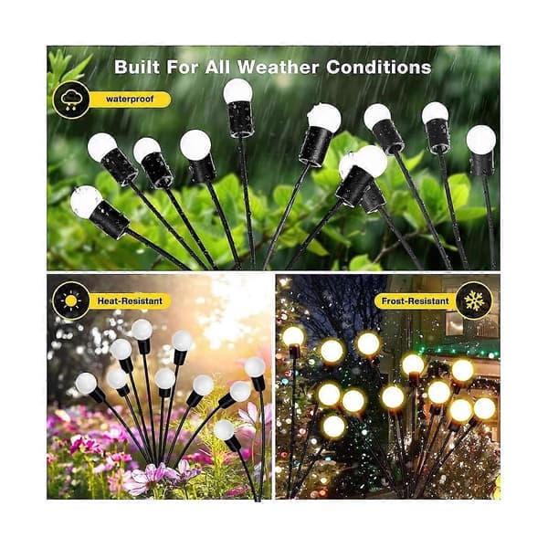Solcelle Hagelys, Oppgradert 8LED Firefly Lys Solcelle Utendørs Vanntett, Svingende Lys Dekor