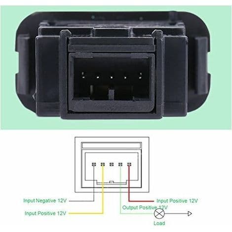 12V 0.5A Blå Dobbel Vippebryter med 200mm Kabel, LED Trykknapp Bilbryter (ARBEIDSLYS)