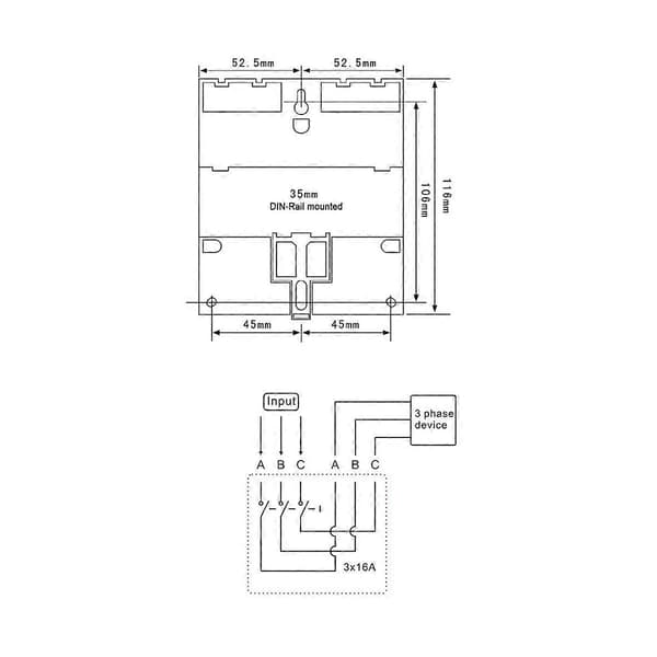 Faser 380V 415V TIMER Programmerbar Kontakt med Baggrundsbelysning