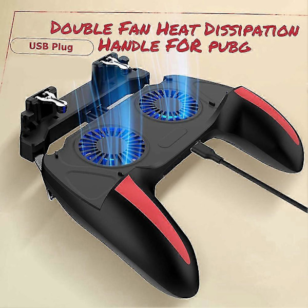 H10 4-Finger Dobbelt Køleventilator Kablet Spilcontroller Joystick Gamepad til Telefon