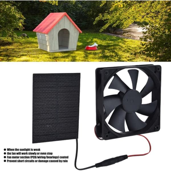 Solcellepanelvifte, for hønsehus, drivhus, lager, dyrehus, camping