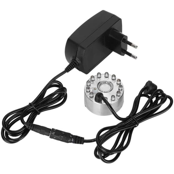 Tåkesprøyte, Mini Vannfontene Ornament, Tåkemaker, Atomizer med 12 Lys, Landskapsdekorasjon (EU-plugg)