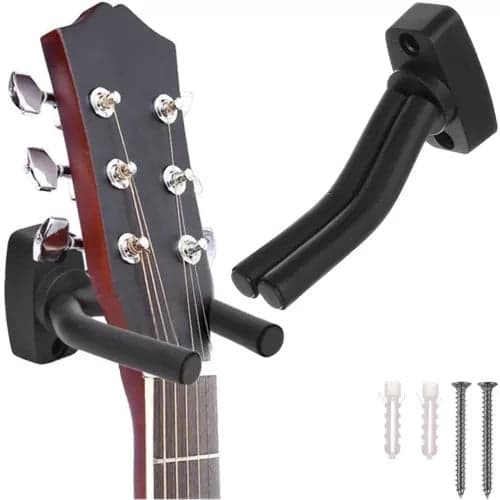 Guitarholder vægmontering justerbar sort, universel til guitar/bas