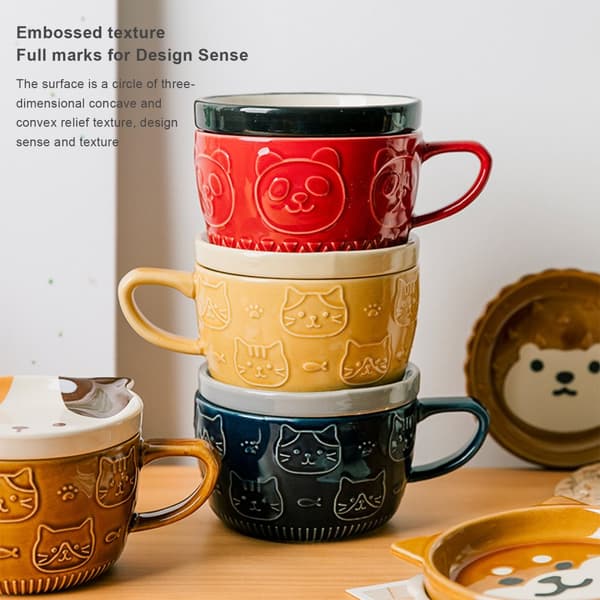 Cartoon Ceramic Coffee Mug with Lid