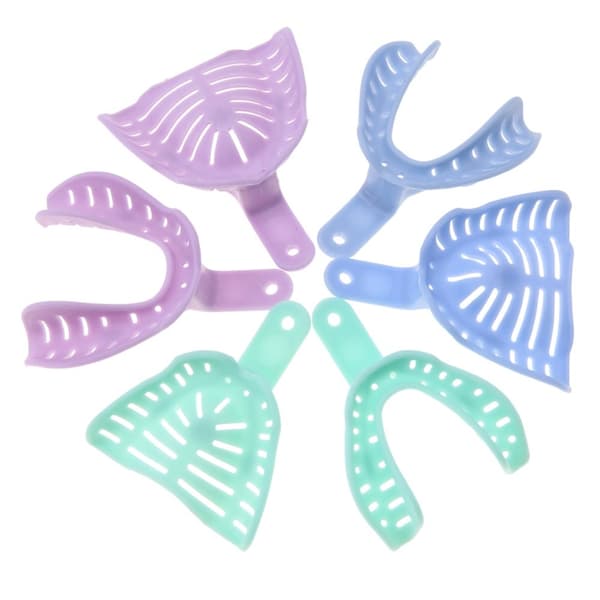 Plastic Dental Impression Trays - 6 Pcs Mixed Colors