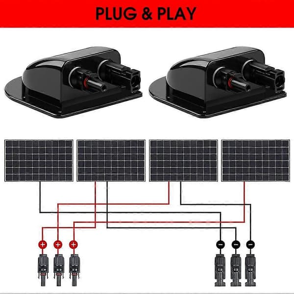 1 stk Solforbindelsesboks ABS Dobbelt Kabelgennemføring Til Hus Solarceller RV Vandafvisende Solpanel Kabelforbindelsesboks