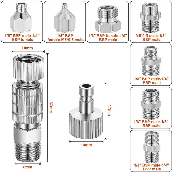 Airbrush-adapterset, snabbkopplingsadapterset för airbrush, nylonflätad slang, för kompressor och luft