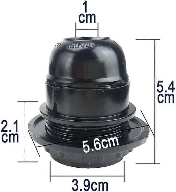 Sort E27 Skrue, E27 Pæreholder, 4 stk. E27 Fatning, E27 Fatning Pære, Solidt Lys, Sort Adapterfatning
