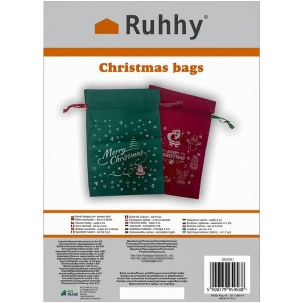 Christmas gift bags with drawstring Santa pattern 45x29.5 cm 4-pack