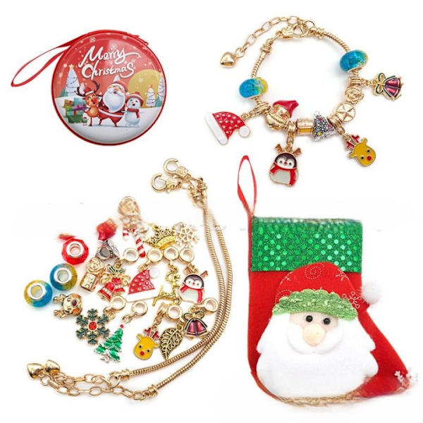 Julkalender 24-delad julserie armband tecknade pärlor set julstrumpor