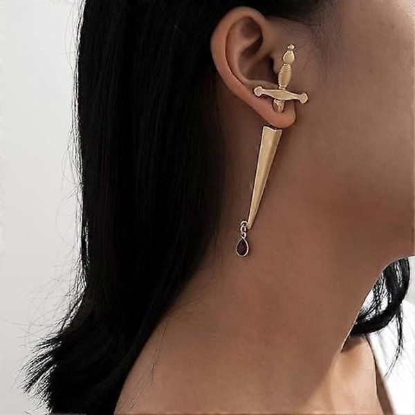 2 Stykker Gotisk Dolk Sverd Øredobber Kors Øredobber Hip Hop Øredobber Unisex