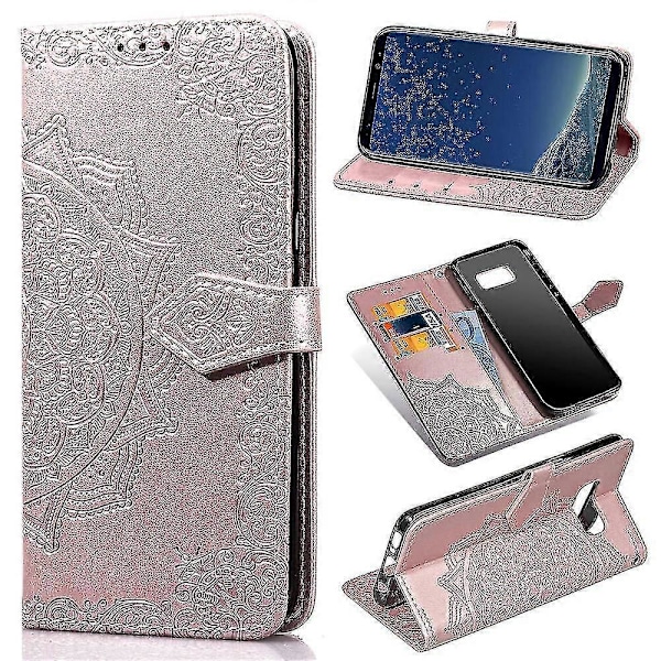 Samsung Galaxy S8 Fodral Läder Plånboksfodral Präglad Mandala Magnetisk Flip Skydd Stöttåligt - Roséguld