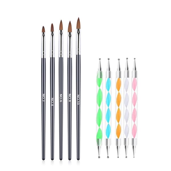 Nagelkonstset - 5 Dekorationsborstar & Dotting Tool