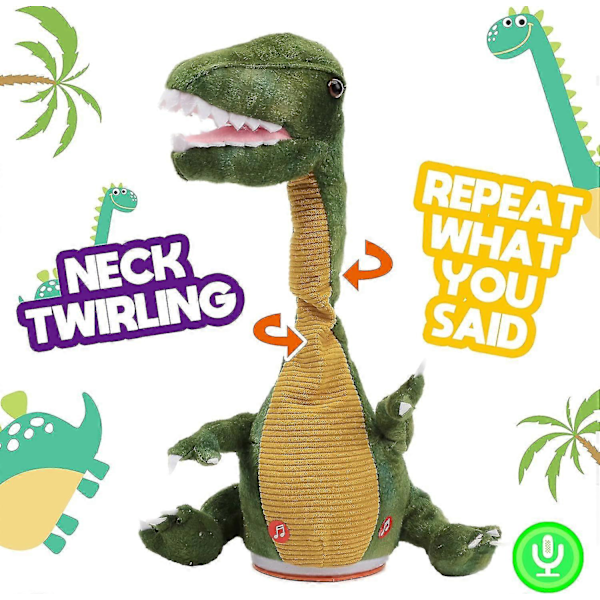 Dancing Dinosaur Toy Repeats What You Say Talking T-rex Toy Wriggle Singing Mimicking Twisting Interactive Animated Toy Speaking Plush Gift For Kids B