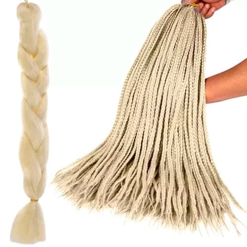 Syntetisk hårflette lyseblond 60 cm