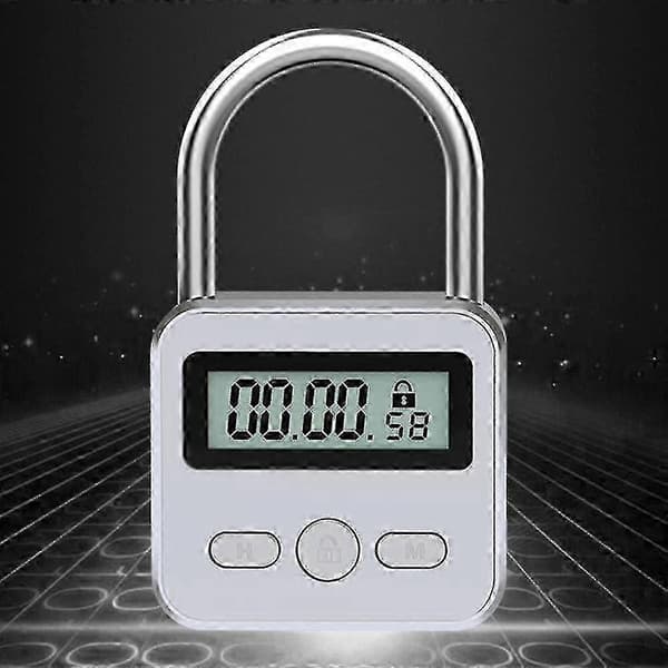 Metal Timer Lås LCD Display Multifunktionel Elektronisk Tid 99 Timer Maks. Timing USB Genopladelig - JA
