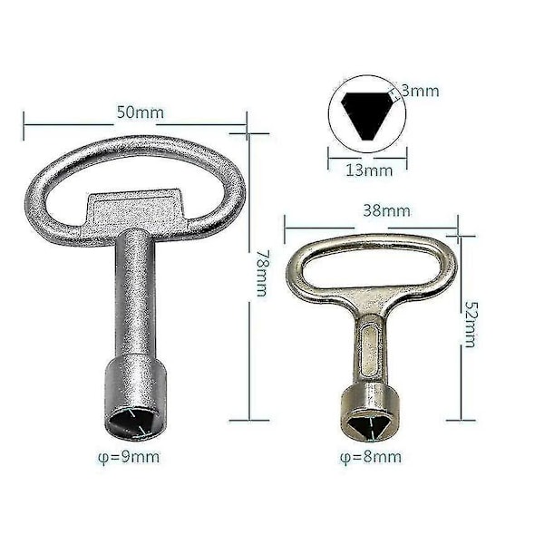 2 kpl Metallista Kolmion Muotoinen Avaimet, Kolmion Muotoinen Avaimet, Mittarilaatikon Avaimet, Kaasumittarin Avaimet, Kaasun, Veden Ja Sähkön Mittari Kaappeihin, Vesihanan Avaimet, Runko Kaapin Avaimet Fk