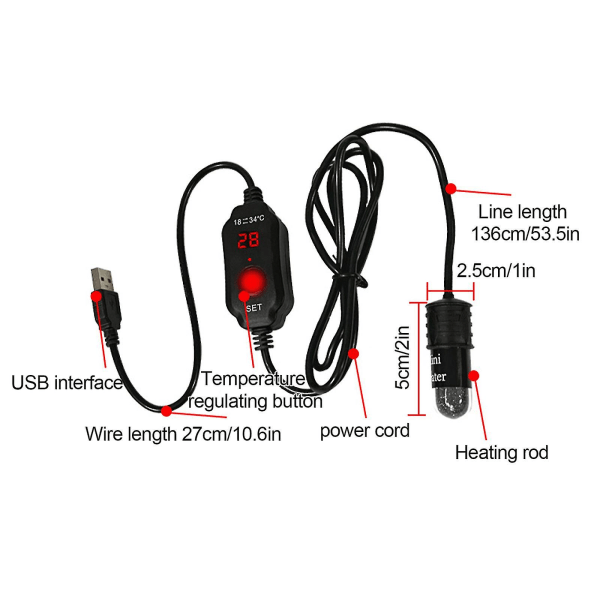 Mini Aquarium Heater 10w With Digital Display - Adjustable Thermostat For Freshwater And Marine Tanks Free Shipping