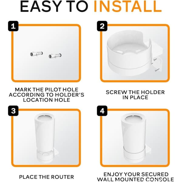 Tp Link Deco Be65 / Be85 / Be95 Mesh System Wifi 7 Enkel Og Robust Veggfeste Tp Link Deco Be65 / Be85 / Be95 Med Kabelhåndtering (Hvit, 3