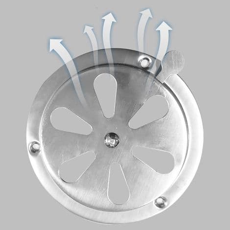 Rund ventilasjonsrist, luftventilrosett i rustfritt stål, 125 mm luftkanalventil i rustfritt stål, justerbare lameller