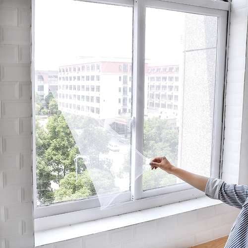 Mosquito net window 130x160 cm white polyester with self-adhesive velcro