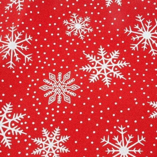 Julebordsløper rød med hvite snøflak 220x35 cm polyester