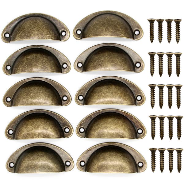 Cup Handles for Drawers and Doors, 10-pack Bronze
