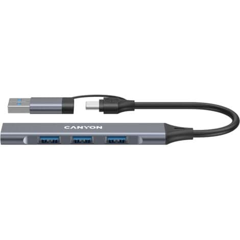 CANYON HUB DS-02 4-in-1 USB-A/C Harmaa