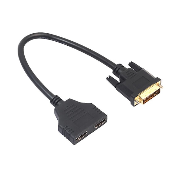 Dobbel HDMI-kompatibel Hun til DVI 24+1 Hannen Adapterkabel Tosidig Konverteringsledning Da