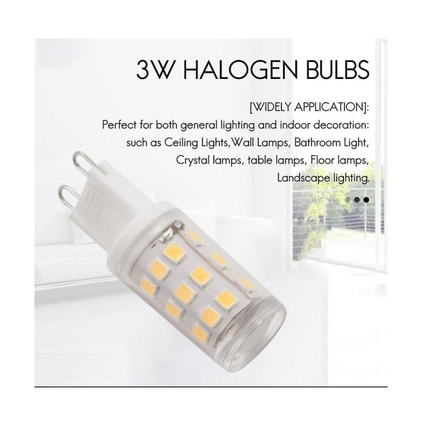 6 st G9 LED-lampor, 3w halogenlampor, g9-sockel energibesparande LED-lampa, naturligt vitt, 360lm, ac 220-240