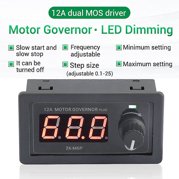 PWM-moottorin nopeuden säädin, säädettävä nopeuden säädin DC 5V-30V 12A 360W moottorin ohjain kaksois-M:llä