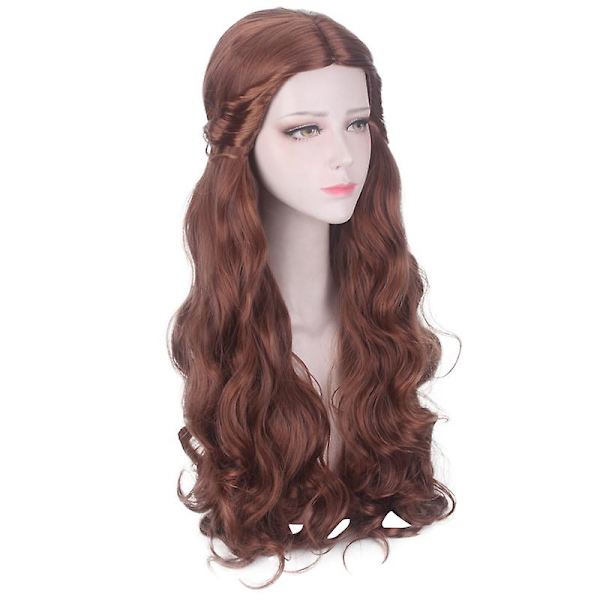 65cm Skjønnheten og Udyret Prinsesse Belle Cosplay Parykk Kvinner Brun Lang Bølget Hår Halloween Party Rollelek Kostyme Parykker