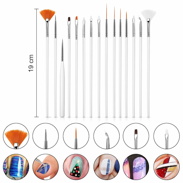 Nagelkonstpenselset 15 st