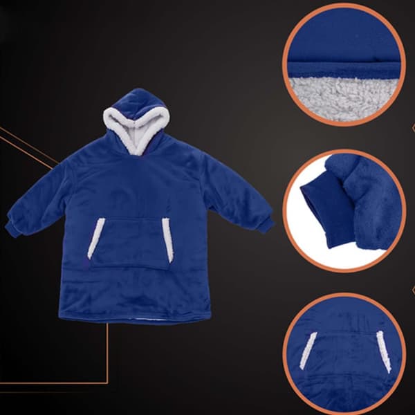 Oversize Hoodie Tæppe Mørkeblå