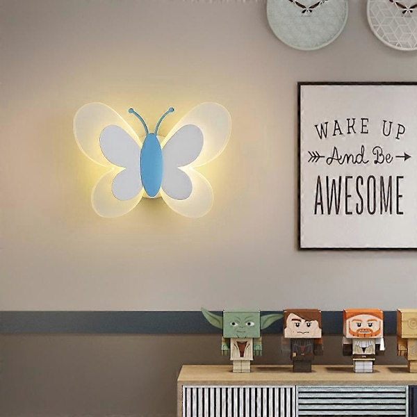 LED Vägglampa för Inomhusbruk med Strömbrytare, 14W Vägglampa för Sovrum för Pojkar och Flickor, Rosa Fjäril Sänglampa Vägglampa med 3 Justerbara Färgtemperaturer