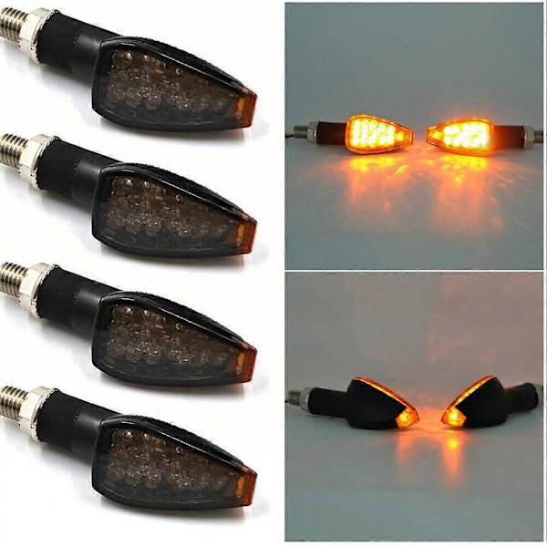 4 stk./sæt Universal Motorcykel LED Blinklys Lange Korte Blinklys Indikator Lys Blink Amber Farve Tilbehør