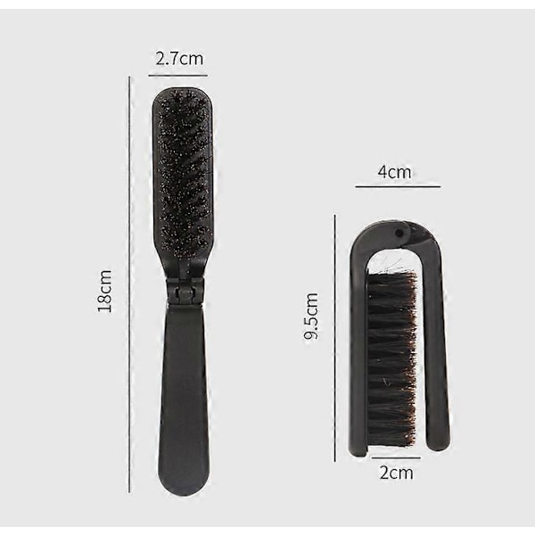 Sammenleggbar hårbørste med villsvinbust, sammenleggbar lommehårbørste med naturlig bust, antistatisk hårbørste, mini skjeggbørste, bærbar hårstyling T