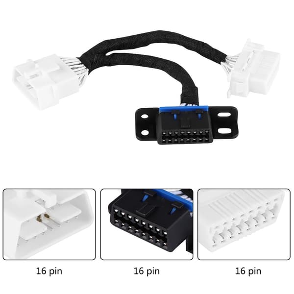 OBD2 16-bens han til dobbelt hun splitter adapter forlængerkabel Y-kabel
