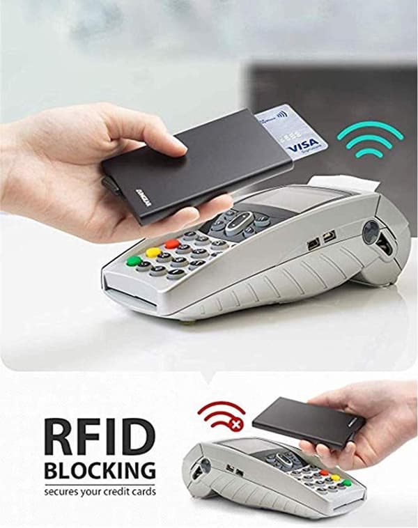 2x Silver Card Holder Slides Forward 5 Cards - RFID Secure
